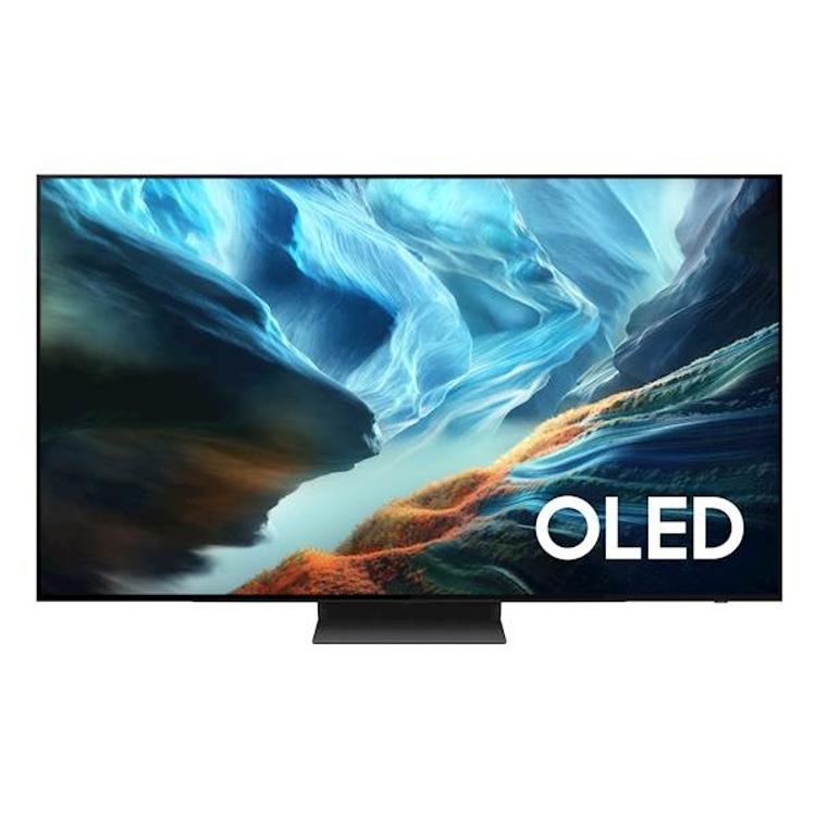 Samsung OLED TV 83 palcev z oznako OLED, sprednji pogled z brezokvirnim dizajnom.