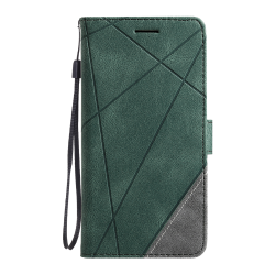 Zelena preklopna torbica WLGO Lines za Honor 600 Smart z vrvico za nošenje, magnetnim zapiranjem in elegantnim geometrijskim dizajnom.