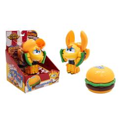 Igralni set Super Wings Golden Boy Burger s transformirajočo figuro Golden Boy in burgerjem, primeren za otroke 3+.