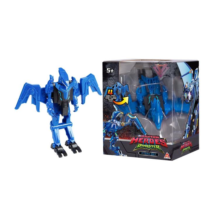 Moder transformabilni robot-pterodaktil Quantum Heroes Dinoster v embalaži, primeren za otroke 5+.