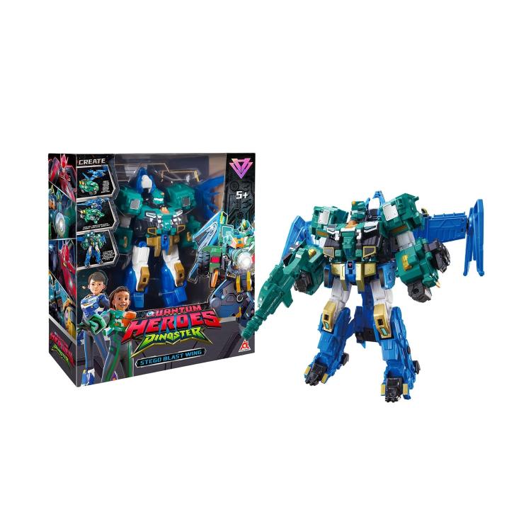Transformirajoči robot Stego Blast Wing Quantum Heroes Dinoster z orožjem, v embalaži, primeren za otroke 5+.