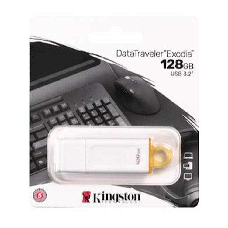 USB ključ Kingston 128GB DT Exodia, 3.2 Gen1, bel, s pokrovčkom