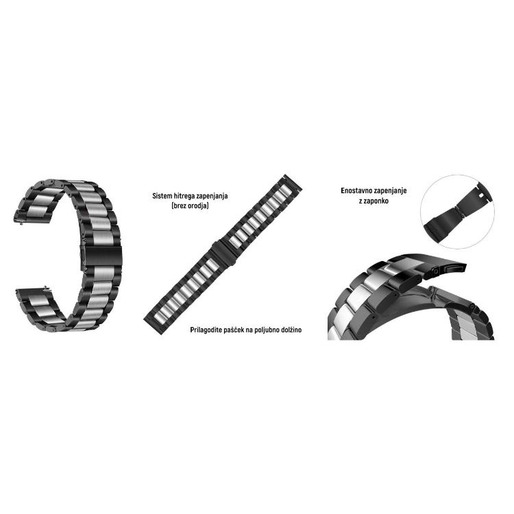 Kovinski pašček 20 mm, Black Silver_1