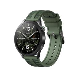 Xiaomi Watch S5 46, zelena pametna ura s temnim ohišjem, okroglim zaslonom in zelenim silikonskim paščkom.