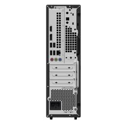 Zadnja stran istega modela ASUS ExpertCenter D5 SFF D500SC z bogatim naborom priključkov: HDMI, DisplayPort, USB, LAN, avdio vhodi/izhodi, razširitvene reže in napajalni priključek.