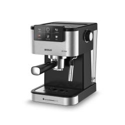 SOGO espresso kavni aparat v srebrno-črni barvi, prikazan s sprednje strani s parno šobo in upravljalno ploščo.