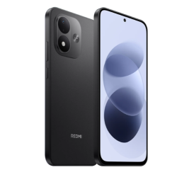 Xiaomi Redmi Note 17 6/256GB, Midnight Black – črn telefon, sprednji in zadnji pogled, dvojna zadnja kamera.