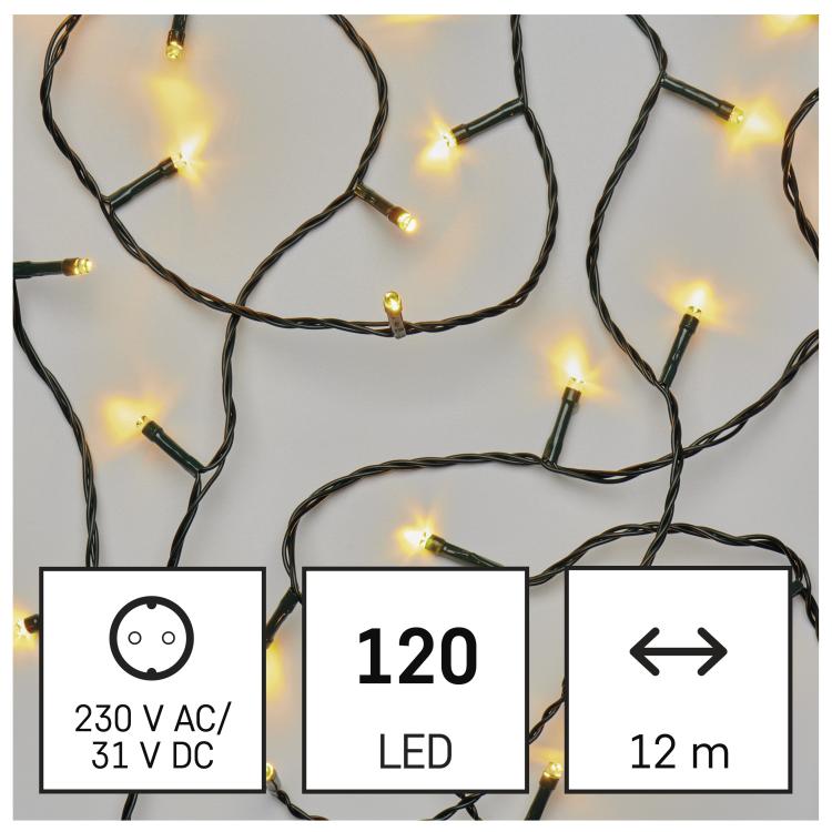 LED božična veriga, 12 m, zunanja in notranja, topla bela, časovnik_1