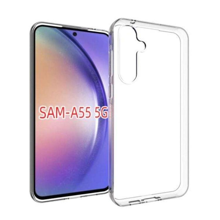 Gumiran ovitek (TPUC) za Samsung Galaxy A55 5G, prozoren svetleč