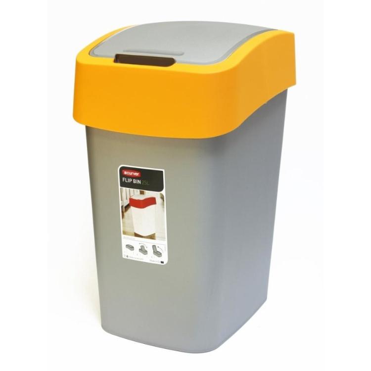 Koš za smeti Flip, 50 l, oranžno/srebrn_1