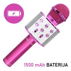 Mikrofon in zvočnik FOREVER BMS-300, BT, USB, microSD, AUX-in, karaoke, roza_1