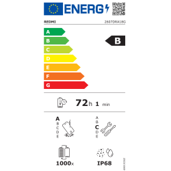 Xiaomi Redmi Note 17 PRO MAX 5G 8/256GB, energijska nalepka razreda B, 72 h 1 min, IP68, 1000 ciklov.