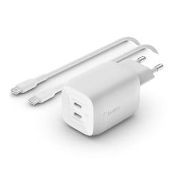 Hišni polnilec Belkin USB-C izhod 2x , 65W, bel