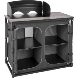 Sprednji pogled na Brunner zložljivo omarico za kampiranje z dvojnimi policami.