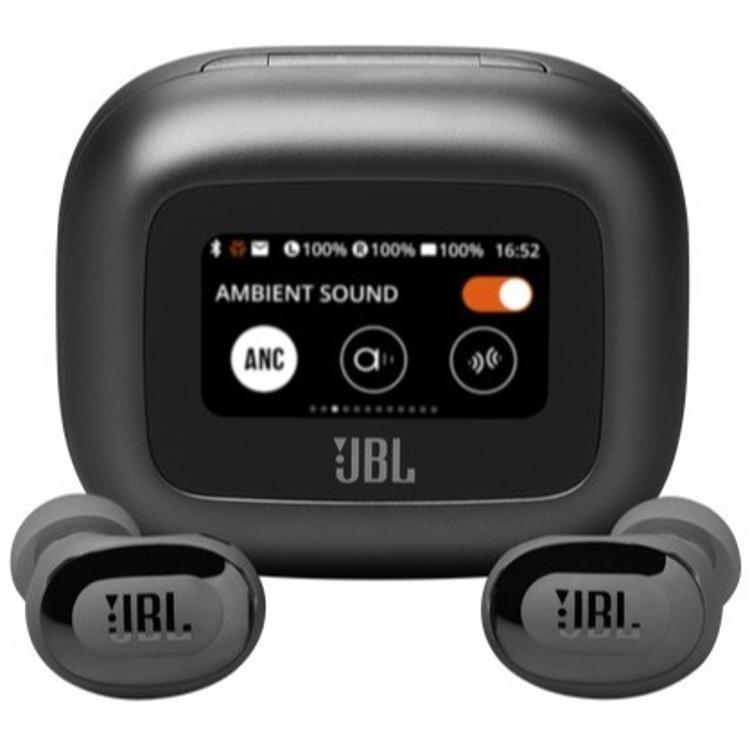 Brezžične ušesne slušalke v polnilnem ohišju z zaslonom za upravljanje zvoka