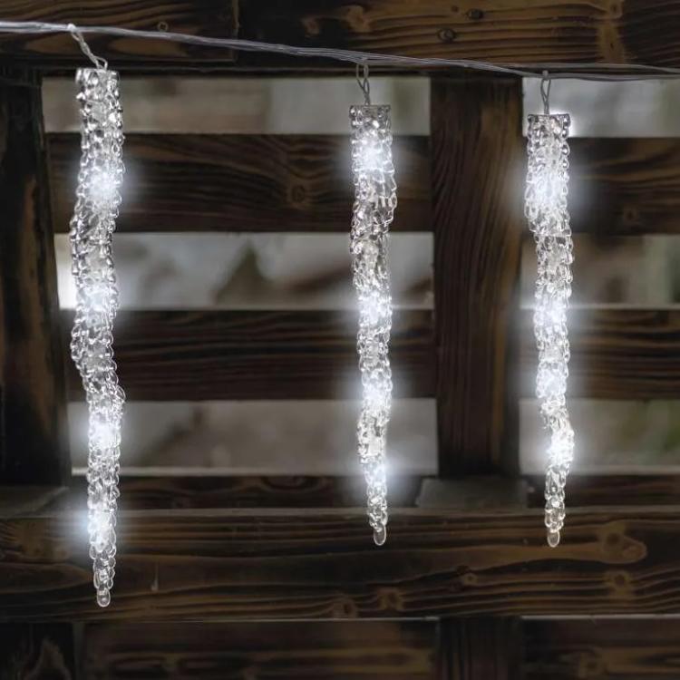 Božična girlanda Emos, LED, 12x ledena sveča, 3,6 m, zunanja in notranja, hladna