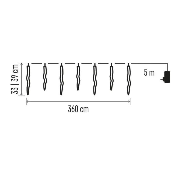 Božična girlanda Emos, LED, 12x ledena sveča, 3,6 m, zunanja in notranja, hladna