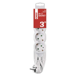 Podaljšek Emos 3 m / 4 vtičnice / beli / PVC / 1,5 mm2