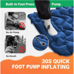 Vgrajena nožna pumpa napihljive kamping blazine, hitro napihovanje brez uporabe ust ali ročne pumpe.