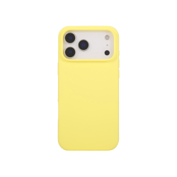 Silikonski rumen ovitek za Apple iPhone 17 Pro z mehkim (soft touch) zaključkom in natančno oblikovanim izrezom za kamero