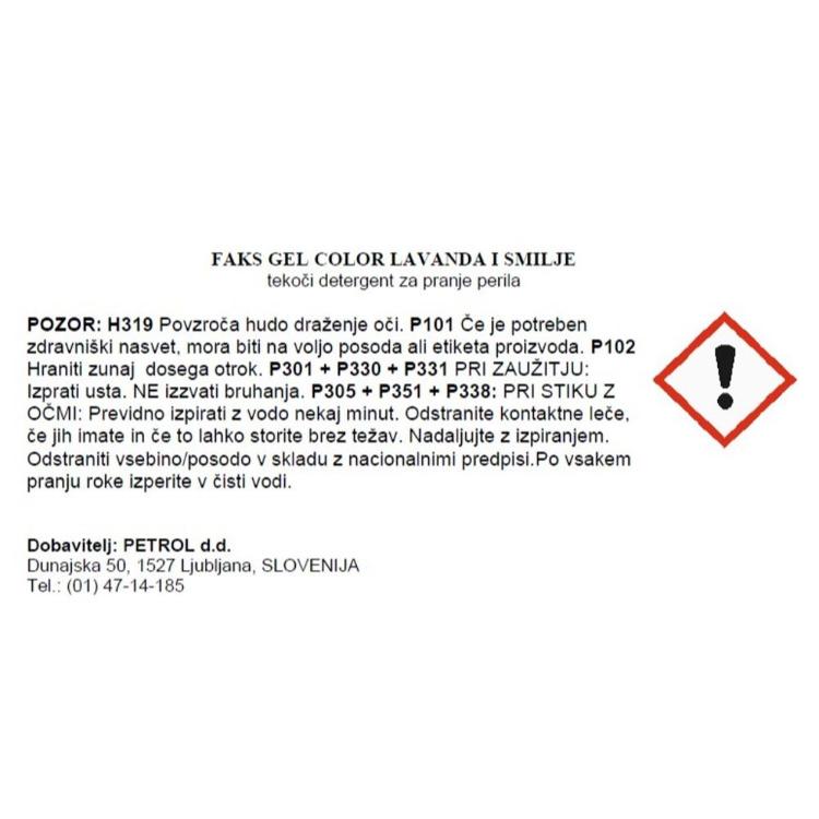 Tekoči detergent za pranje perila Faks Gel Color Lavanda i Smilje Smart Clean, 3,75 L_1