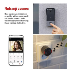 GoSmart video zvonec IP-20PoE z notranjim zvoncem; opozorila prek aplikacije in zvočni signal v domu.