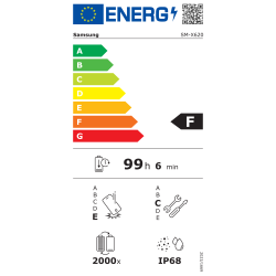 Samsung Galaxy Tab S10 FE SM-X620 z energijskim razredom F in avtonomijo baterije do 99 h 6 min.
