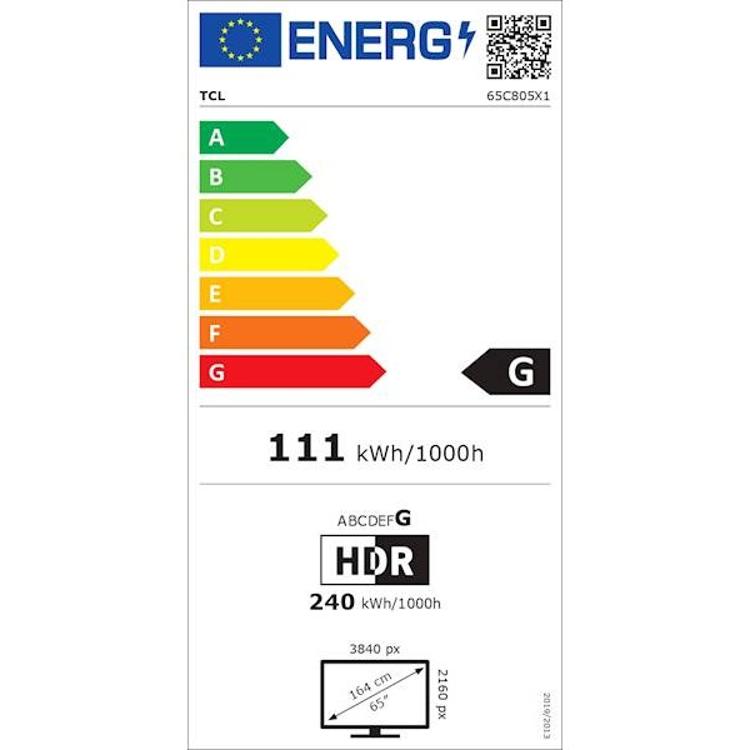Televizor TCL 65C805 4k Ultra HD, Mini LED, QLED, Smart TV, diagonala 165 cm