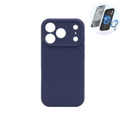 Moder silikonski ovitek N‑Soft Magnetic za Apple iPhone 17 Pro Max s podporo MagSafe, mehkim mat zaključkom in vgrajenim magnetnim obročem.