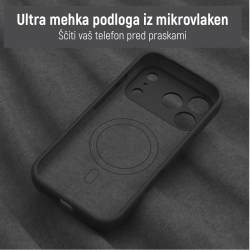 Notranjost modrega ovitka N‑Soft Magnetic z mehko podlogo iz mikrovlaken za zaščito telefona pred praskami.