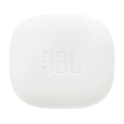 Zaprt bel polnilni etui JBL Wave Flex 2 z vgraviranim logotipom in zaobljeno obliko.