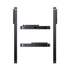 Xiaomi 17T Pro, stranski in spodnji pogled, raven okvir, USB-C priključek in modul kamere.