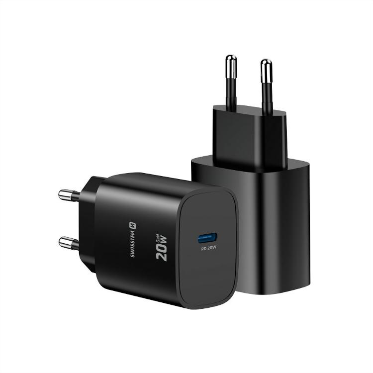 Copilot said:  Hitri stenski polnilnik Swissten Edge GaN 20 W v elegantni črni izvedbi z USB‑C Power Delivery izhodom omogoča hitro in učinkovito polnjenje pametnih telefonov, tablic ter drugih združljivih naprav.