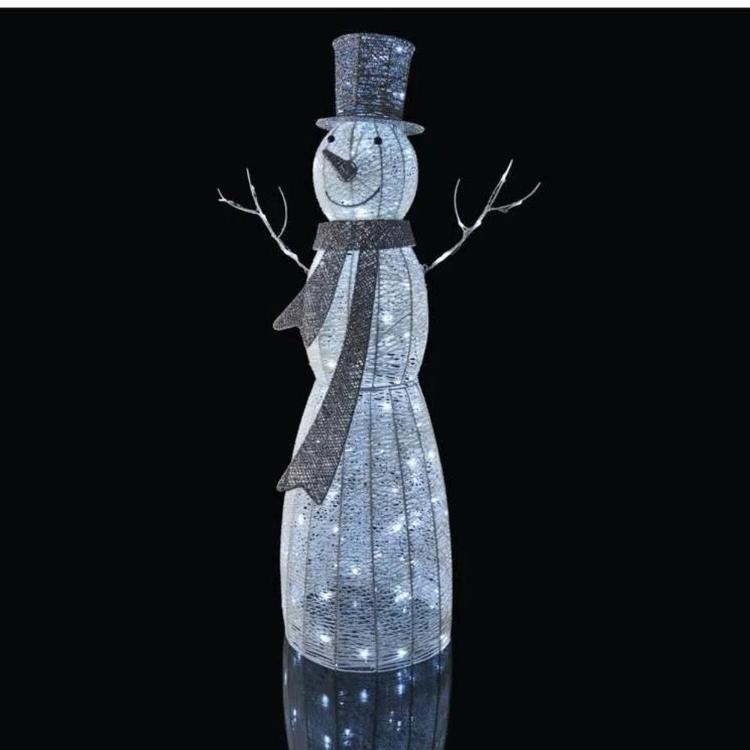 Božični snežak iz trstike LED, 124 cm, notranji, hladna bela
