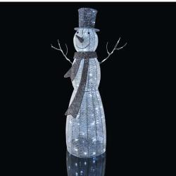 Božični snežak iz trstike LED, 124 cm, notranji, hladna bela