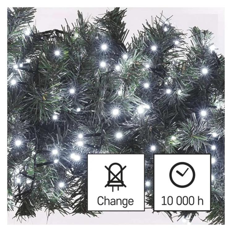 Božična veriga jež Emos, LED, 12 m, zunanja in notranja, hladna bela