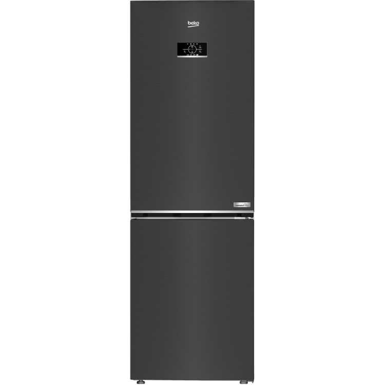 Beko kombinirani hladilnik B3RCNA364HXBR v temni inox izvedbi z zamrzovalnikom spodaj, zunanjim digitalnim upravljalnim zaslonom in tehnologijo HarvestFresh za daljše ohranjanje svežine živil