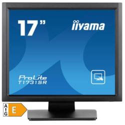 iiyama ProLite T1731SR 17-palčni zaslon na dotik z energijskim razredom E, prikazan s črnim ohišjem in namiznim stojalom.