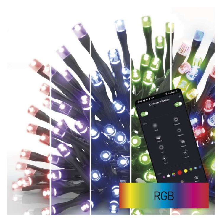 Božična veriga EMOS GoSmart LED 240, 24 m, zunanja in notranja, RGB, programi, časovnik