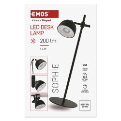 Namizna LED svetilka Emos SOPHIE, polnilna, črna