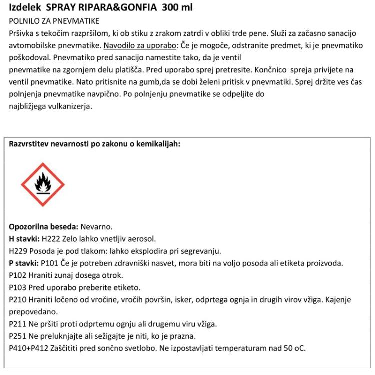 Polnilni sprej za avtomobilske pnevmatike Synt, 300 ml_2