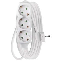 Podaljšek Emos 5 m / 3 vtičnice / beli / PVC / 1,5 mm2