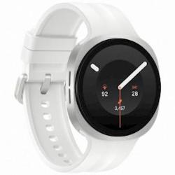 Elegantna pametna ura Galaxy Watch z bež silikonskim paščkom združuje sodoben videz, udobno nošenje in napredne funkcije spremljanja zdravja.