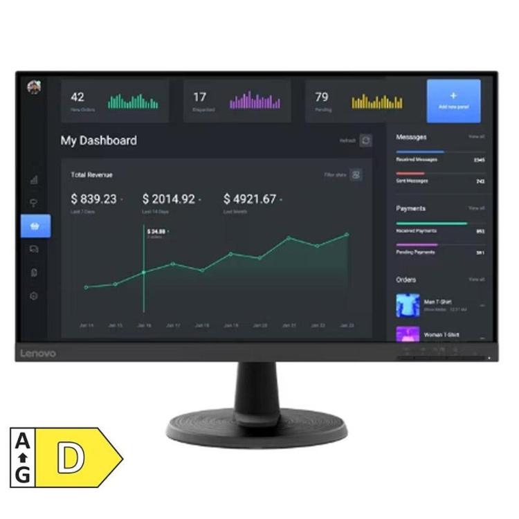 Monitor LENOVO D24-40 60,5cm (23,8") FHD VA 75Hz HDMI/VGA