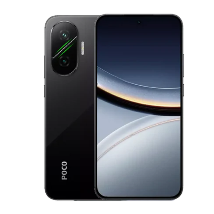 POCO F7 pametni telefon črn z dvojnima kamerama, elegantnim dizajnom in velikim zaslonom