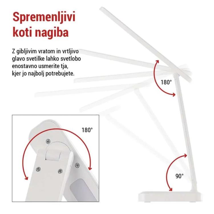 Namizna LED svetilka Emos AMY, polnilna, bela