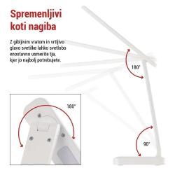 Namizna LED svetilka Emos AMY, polnilna, bela