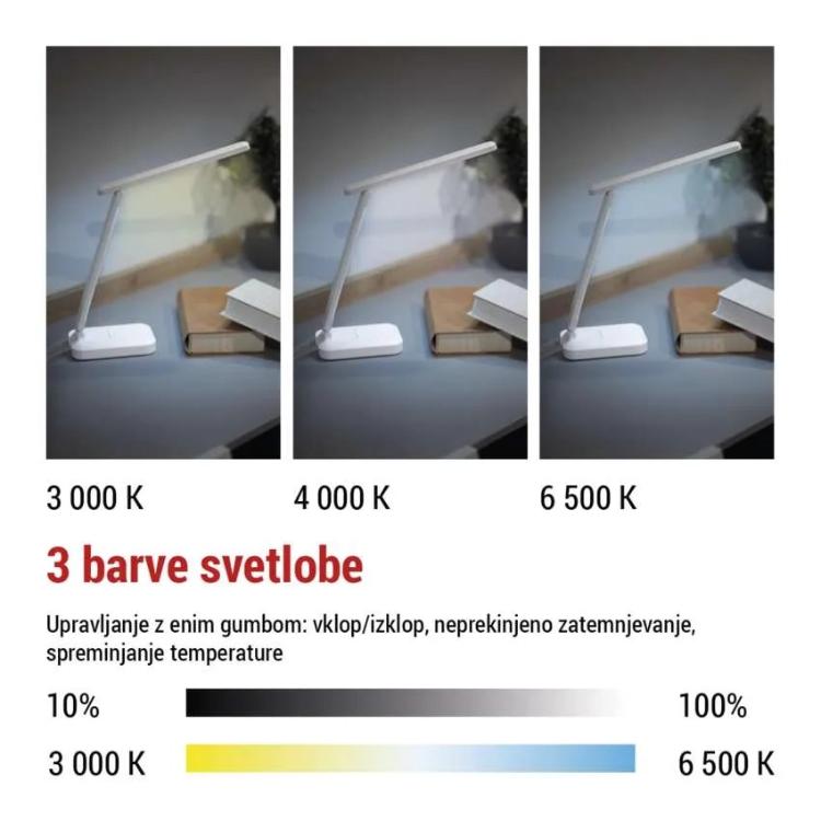 Namizna LED svetilka Emos AMY, polnilna, bela