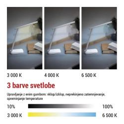 Namizna LED svetilka Emos AMY, polnilna, bela