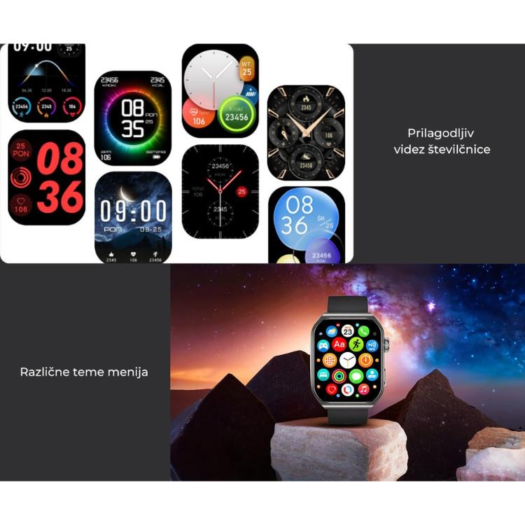 Pametna ura Forever Verfi SWM-300, 1.96" AMOLED zaslon, IP67, črna